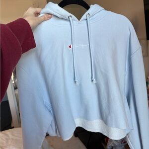 Champion Sky Blue Women's Cropped Hoodie